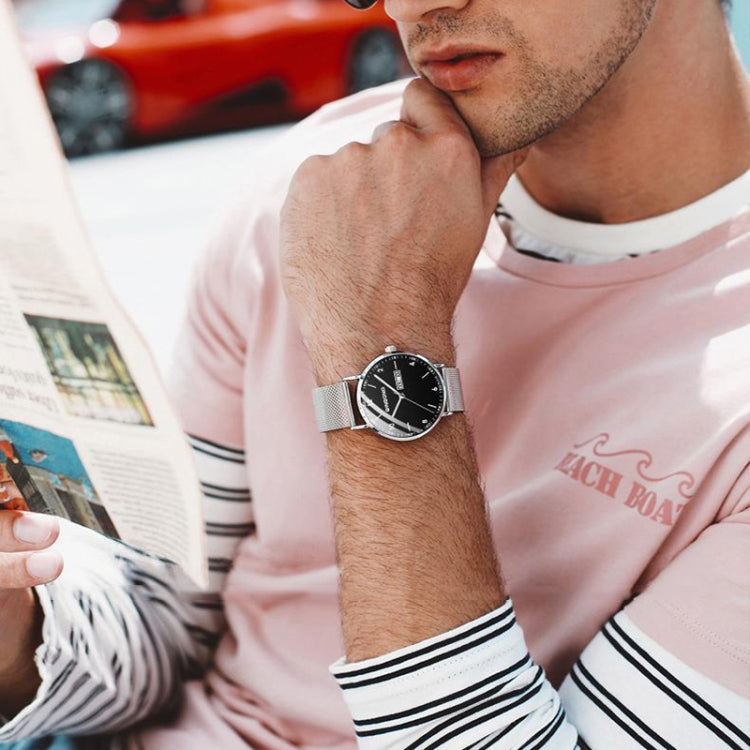 BINBOND B3820 30M Waterproof Ultra-thin Quartz Luminous Starry Watch