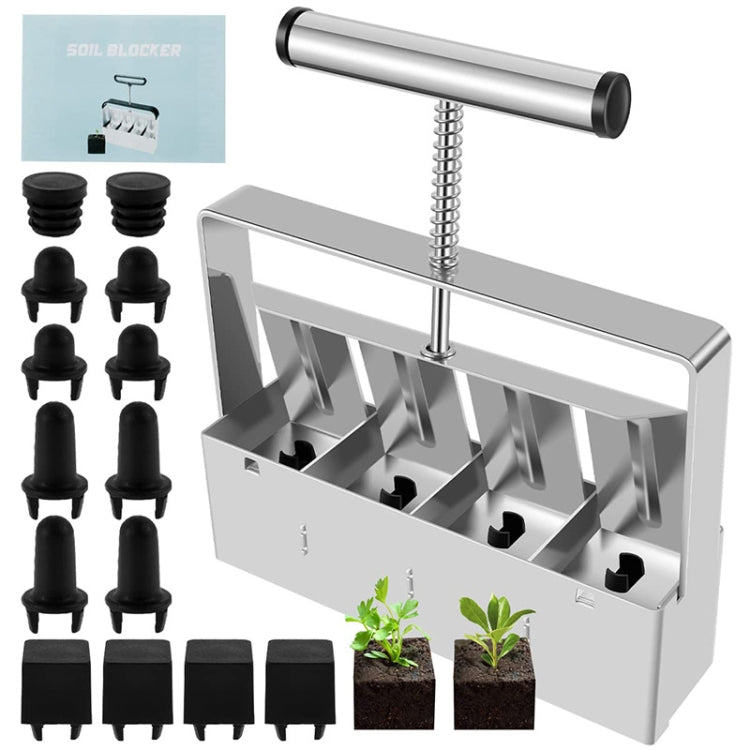 Handheld Seedling Soil Blocker Makes Four 2 by 2 Inches Soil Blocks for Garden Prep