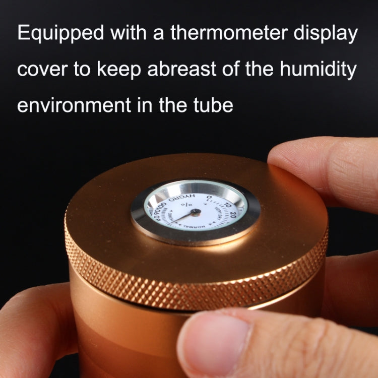 Metal Humidor Cigar Tube Humidifier Storage Bin Humidity Display