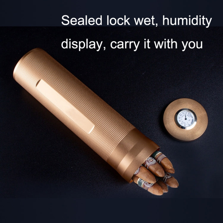 Metal Humidor Cigar Tube Humidifier Storage Bin Humidity Display