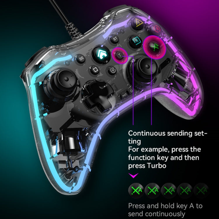 S03 Glare Transparent Wired Gamepad for Nintendo Switch/Sony PS/Computer