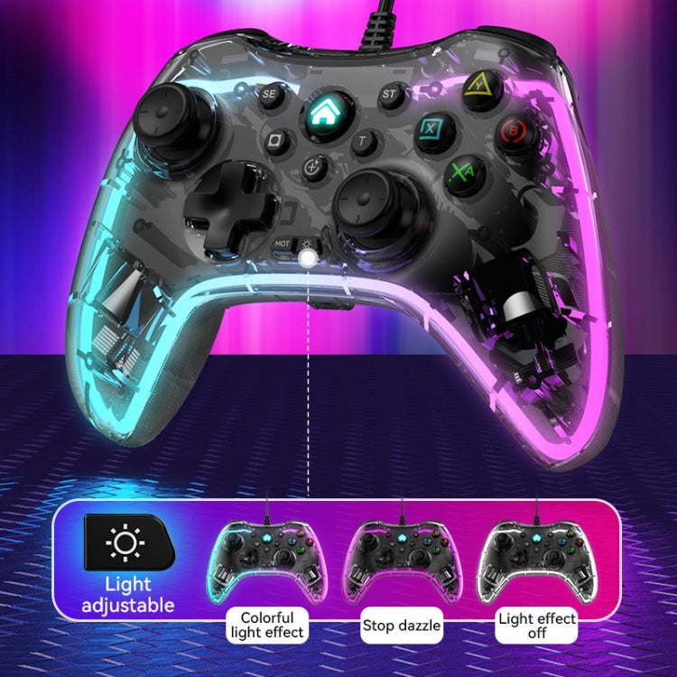 S03 Glare Transparent Wired Gamepad for Nintendo Switch/Sony PS/Computer