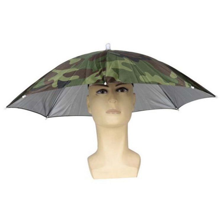 JJ11217 Headband Fishing Umbrella Headband 30CM Camouflage Silver Rubber Hat Umbrella