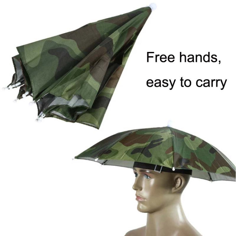 JJ11217 Headband Fishing Umbrella Headband 30CM Camouflage Silver Rubber Hat Umbrella