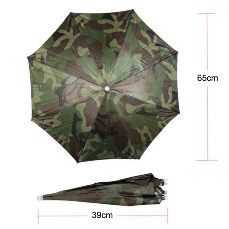 JJ11217 Headband Fishing Umbrella Headband 30CM Camouflage Silver Rubber Hat Umbrella