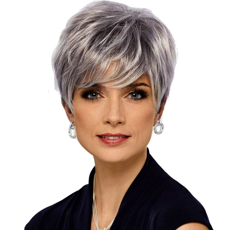 Ladies Short Straight Hair Wig High Temperature Silk Chemical Fiber Headgear