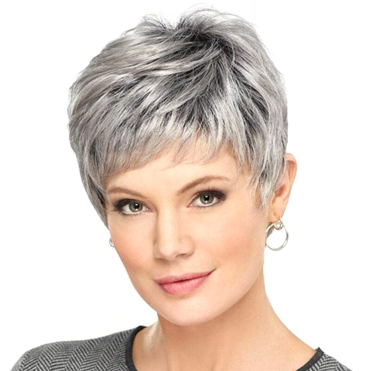 Ladies Short Straight Hair Wig High Temperature Silk Chemical Fiber Headgear
