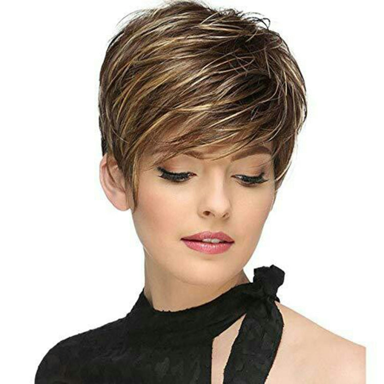WIG-305 Female High Temperature Silk Wig Oblique Bangs Short Hair Chemical FiberHeadgear