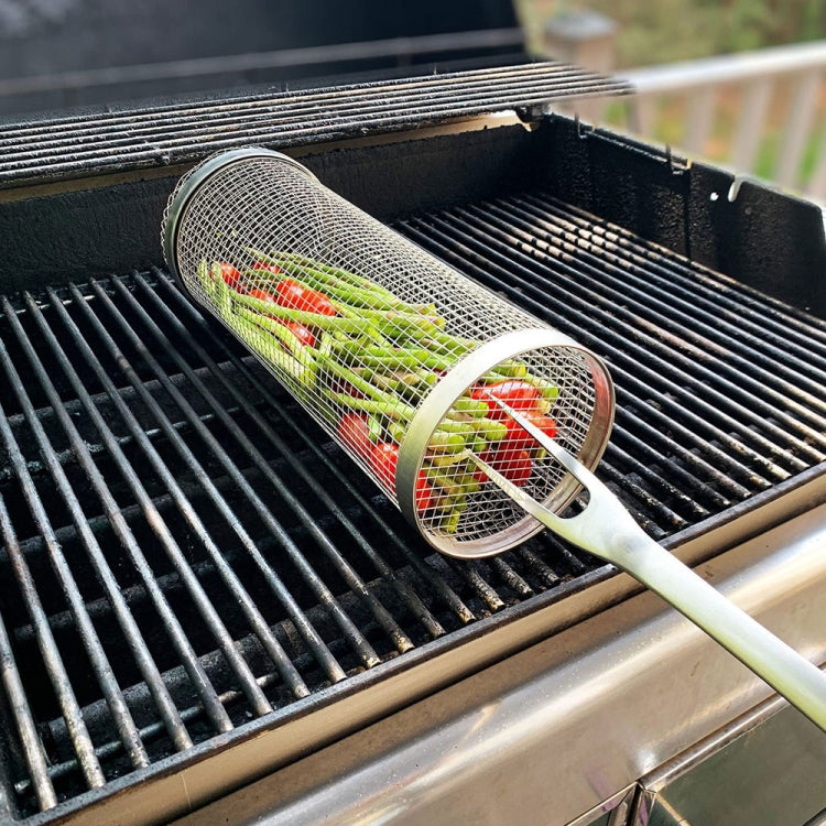 Outdoor Stainless Steel Barbecue Cage BBQ Round Mesh Tube