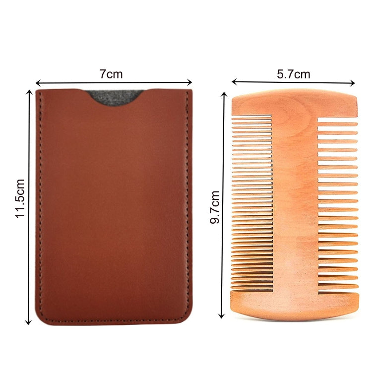 TW-BC90 Beard Wooden Comb Beard Shape Double-Sided Comb With PU Leather Case