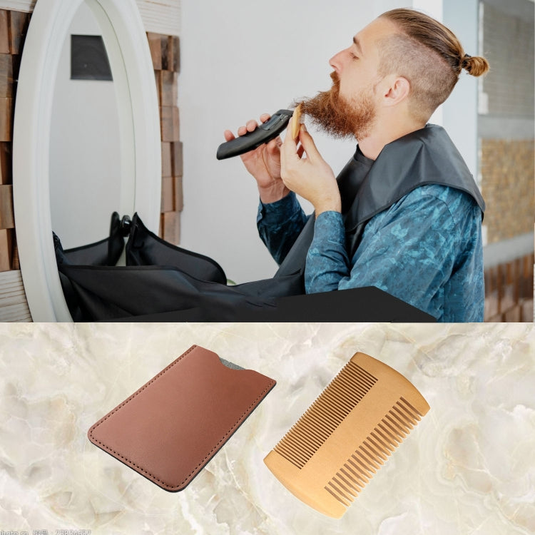 TW-BC90 Beard Wooden Comb Beard Shape Double-Sided Comb With PU Leather Case