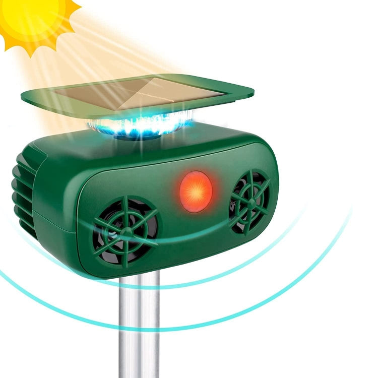 SK628 Solar Powered Animal Repeller 360 Degree Strobe Light Bird Repeller Ultrasonic Rat Repeller