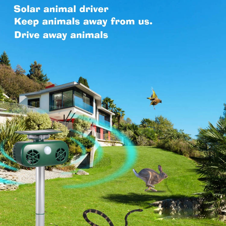 SK628 Solar Powered Animal Repeller 360 Degree Strobe Light Bird Repeller Ultrasonic Rat Repeller