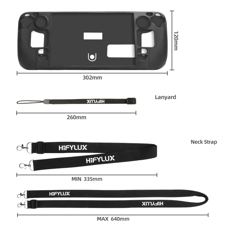 For Steam Deck Hifylux ST-PF14 Game Console Silicone Case Anti-scratch Non-slip Handheld Case Lanyard