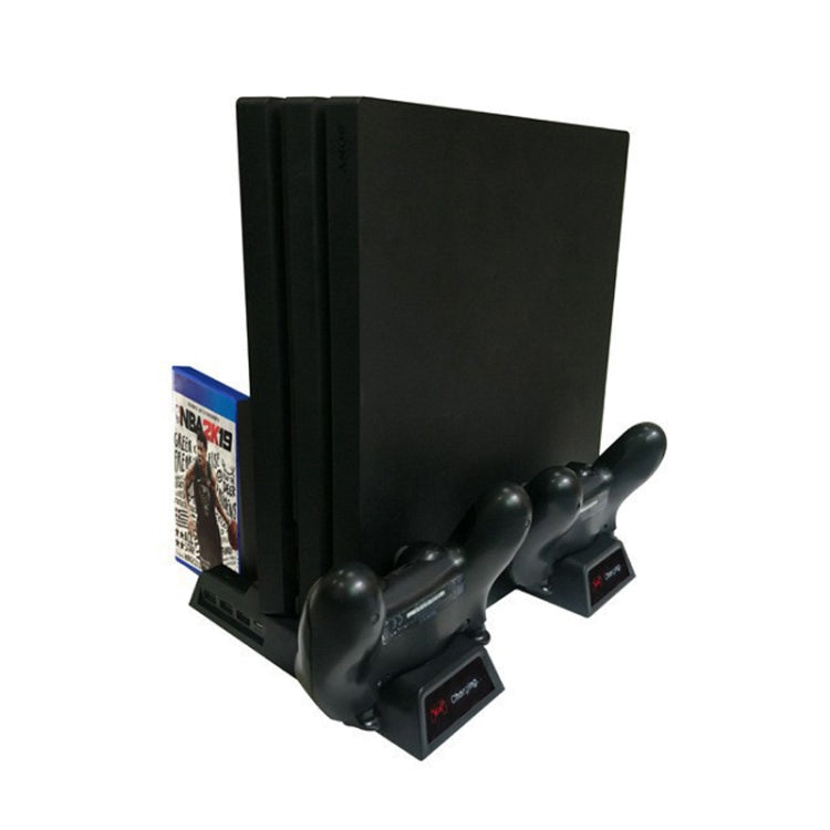 For PS4 / PS4 Slim / PS4 Pro Cooling Fan Stand Console Vertical Stand Cooler with Dual Controller Charger