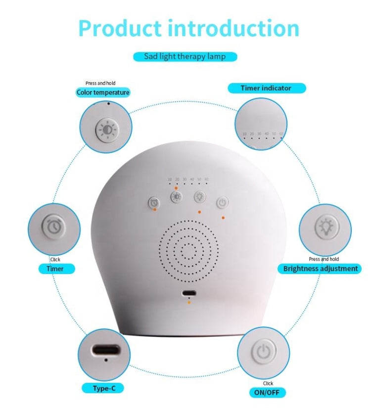 JSK-SL02 LED SAD Touch Timing Stepless Dimming Therapy Mood Desk Lamp Simulate Natural Light