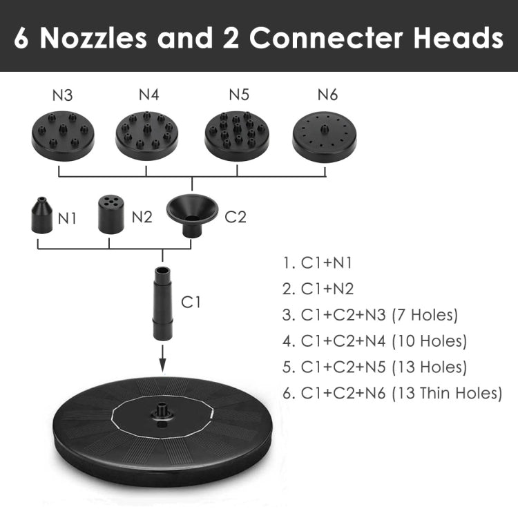 Solar Water Fountain Pool Outdoor Bird Bath Solar Powered Fountain Floating Water