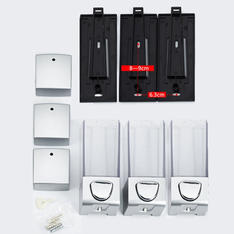 Three Head Wall Mounted Manual Press Soap Dispenser Shampoo Bottle Hand Wash Body Wash Dispenser, Color: