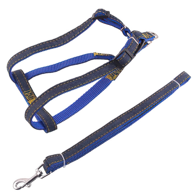 BG-Q1025 Leash+Chest Strap Thickened Strong Denim Pet Dog Leash Set
