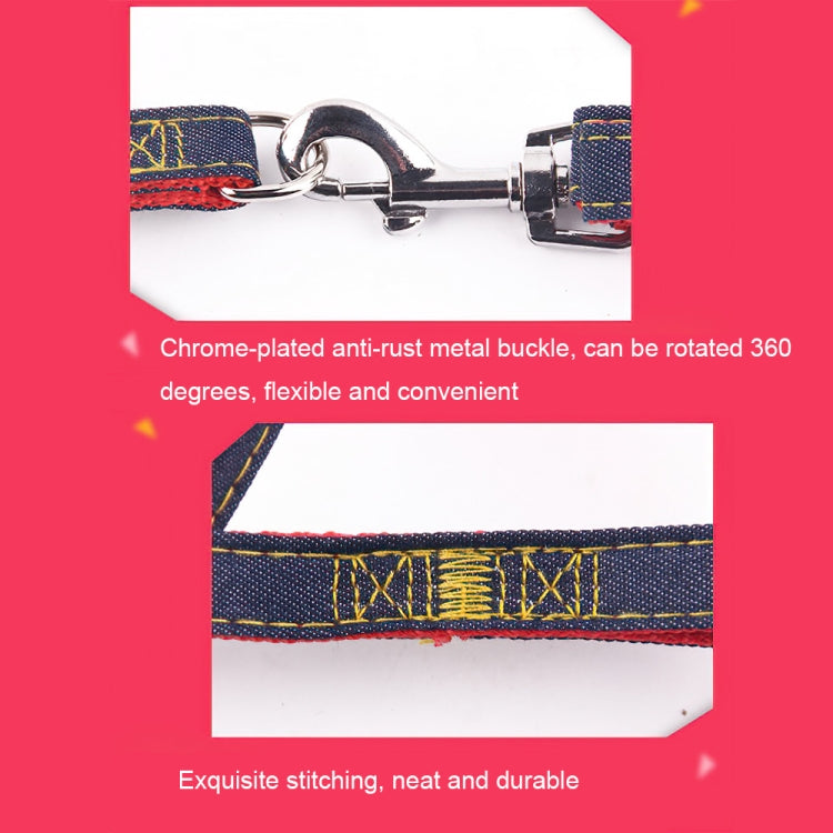 BG-Q1025 Leash+Chest Strap Thickened Strong Denim Pet Dog Leash Set