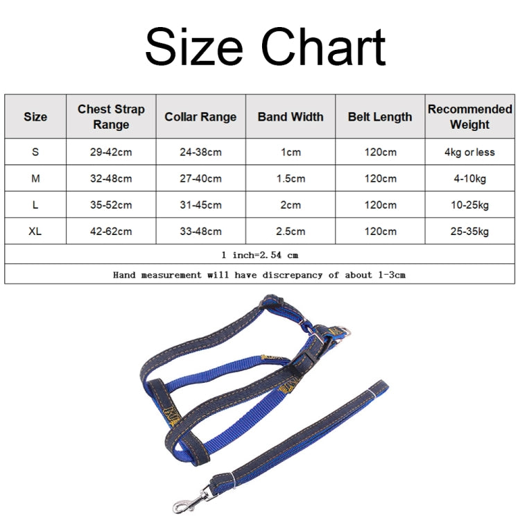 BG-Q1025 Leash+Chest Strap Thickened Strong Denim Pet Dog Leash Set