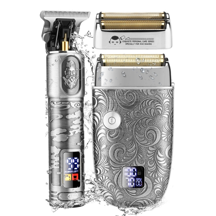 Men Bald Haircut 2 In 1 Electric Hair Clipper Waterproof Set