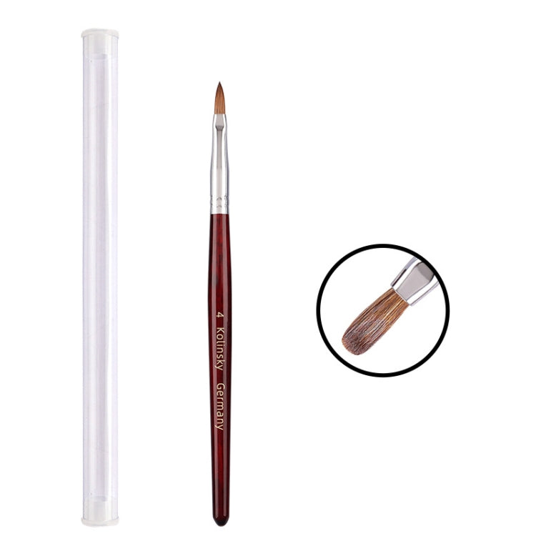 Red Wood Handle Kolinsky Hair Nail Art Brush