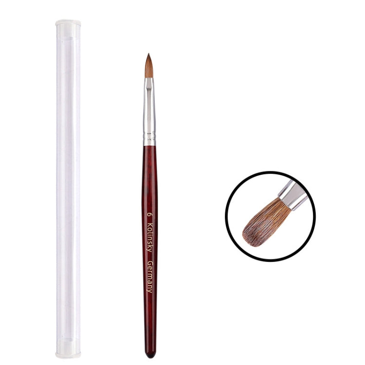 Red Wood Handle Kolinsky Hair Nail Art Brush