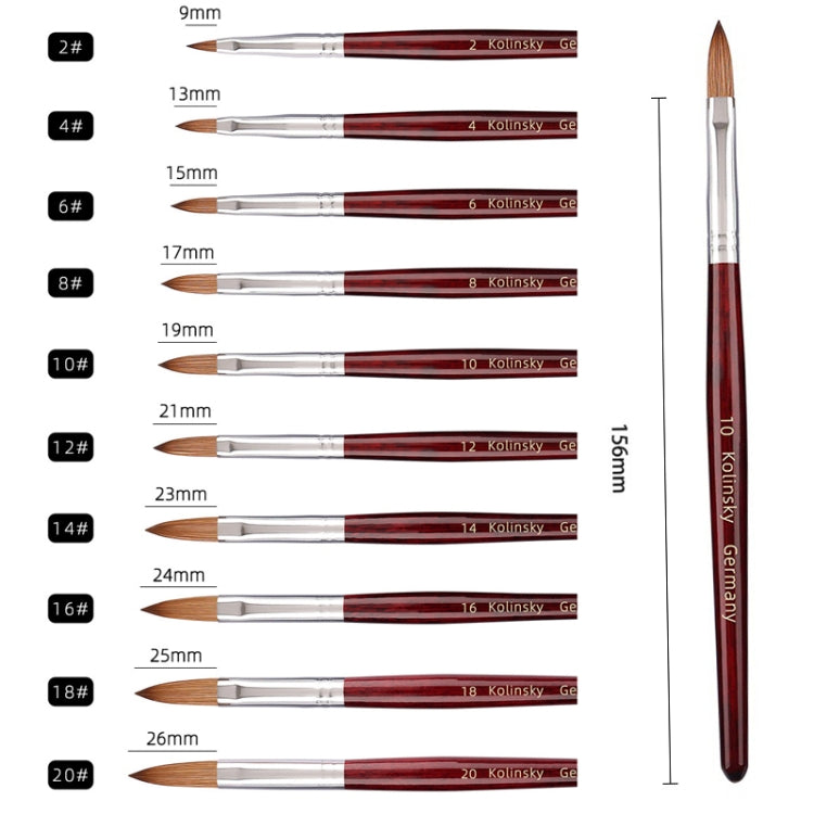 Red Wood Handle Kolinsky Hair Nail Art Brush