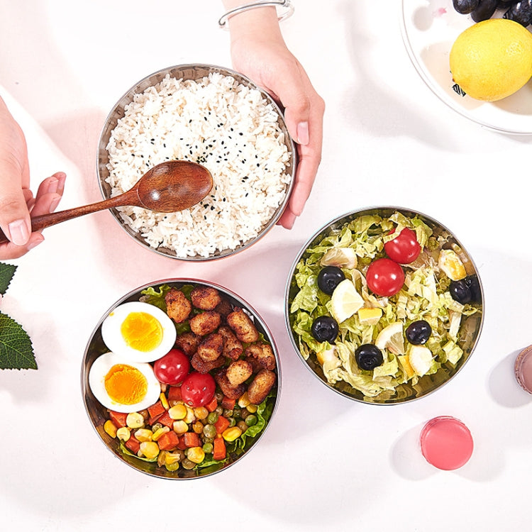 Double-Layer Stainless Steel Bowl With Lid Children Dinner Insulated Rice Bowl