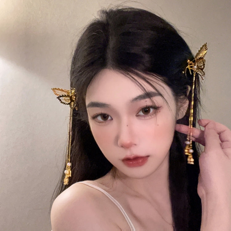 Moving Butterfly Wings Tassel Hair Clip Side Bangs Clip