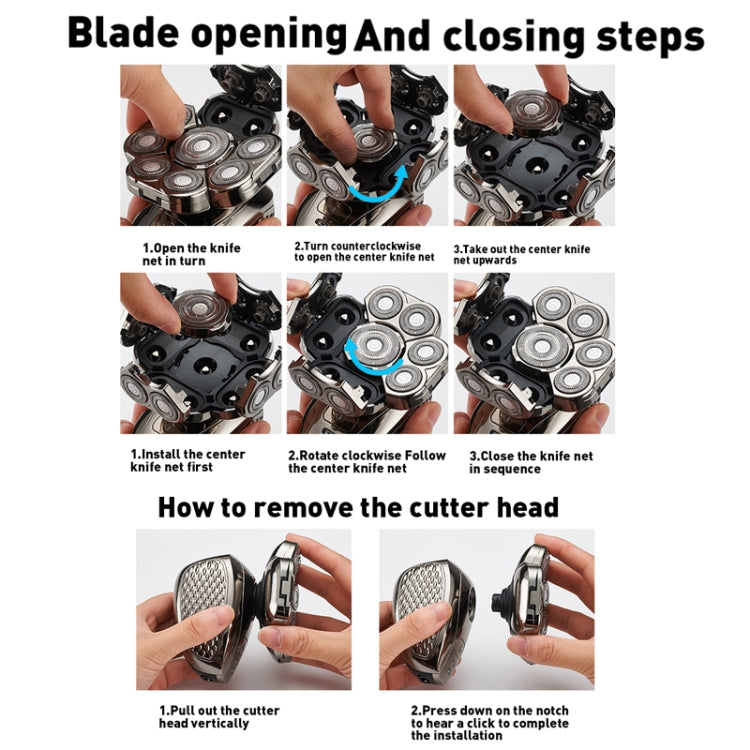 9 Knife Head Multifunctional USB Shaver Full Body Water Washing Shaver Men Hair Bald