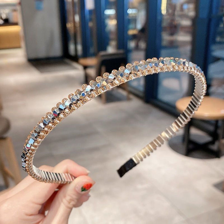 Gold Trim Crystal Hoops All-Match Hair Accessories Headband Non-Slip Crystal Headwear