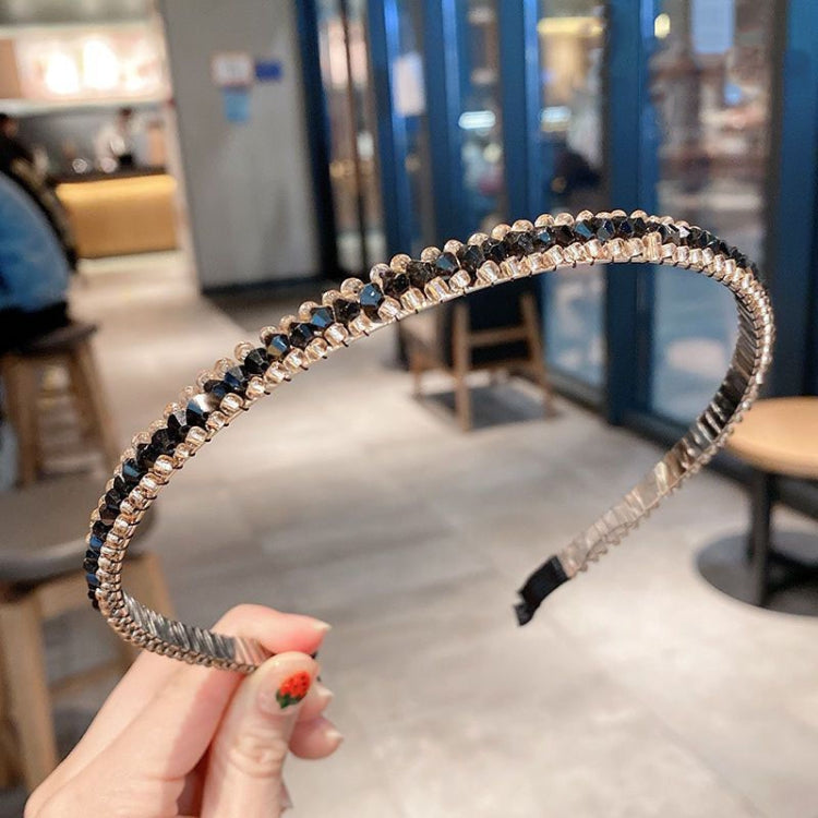 Gold Trim Crystal Hoops All-Match Hair Accessories Headband Non-Slip Crystal Headwear