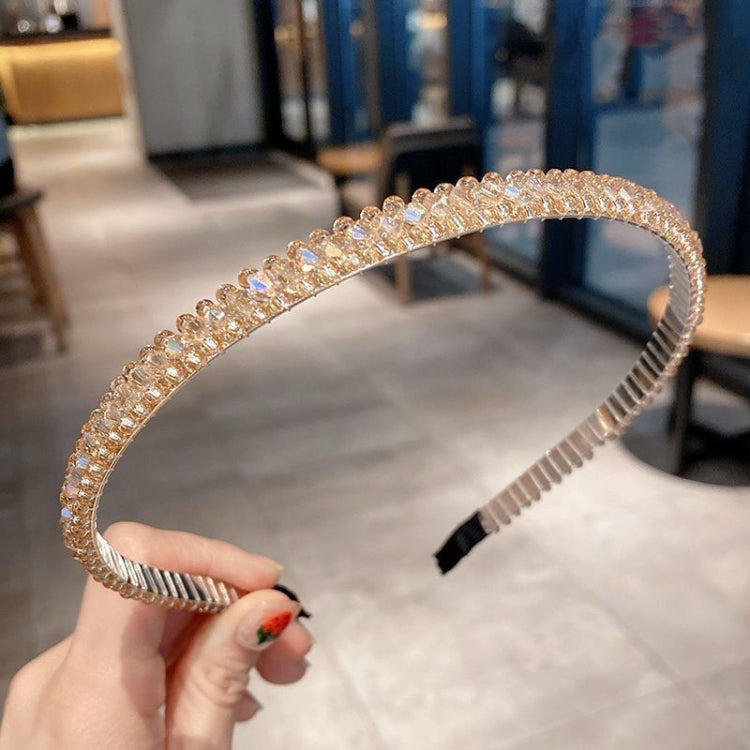 Gold Trim Crystal Hoops All-Match Hair Accessories Headband Non-Slip Crystal Headwear