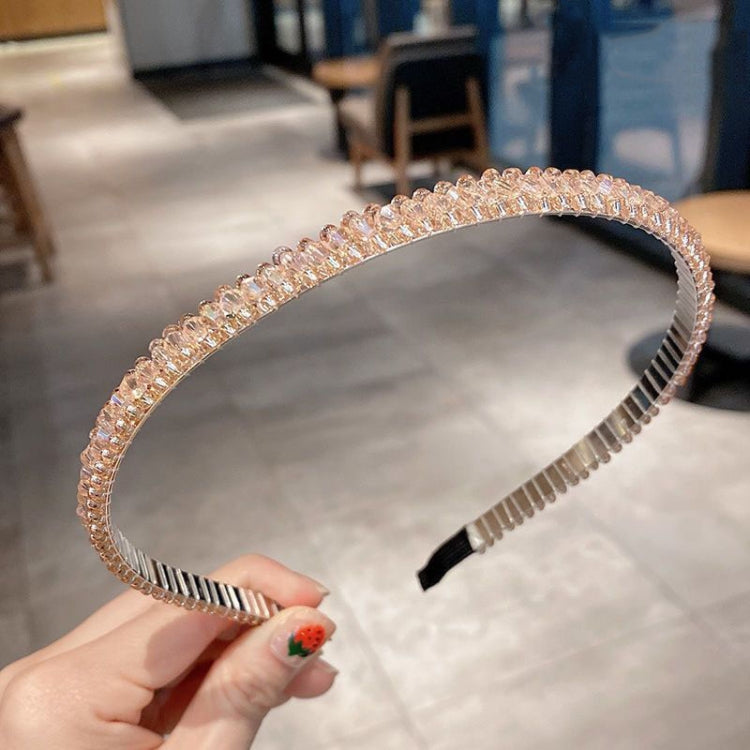 Gold Trim Crystal Hoops All-Match Hair Accessories Headband Non-Slip Crystal Headwear