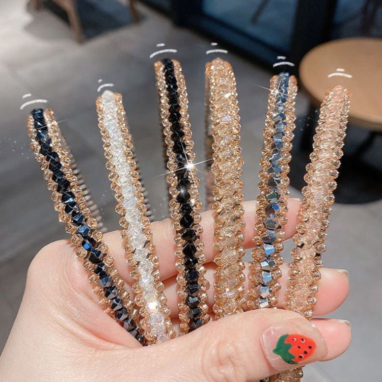 Gold Trim Crystal Hoops All-Match Hair Accessories Headband Non-Slip Crystal Headwear