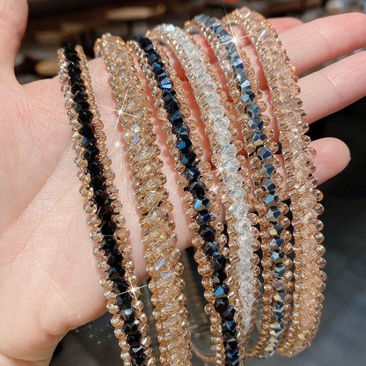 Gold Trim Crystal Hoops All-Match Hair Accessories Headband Non-Slip Crystal Headwear