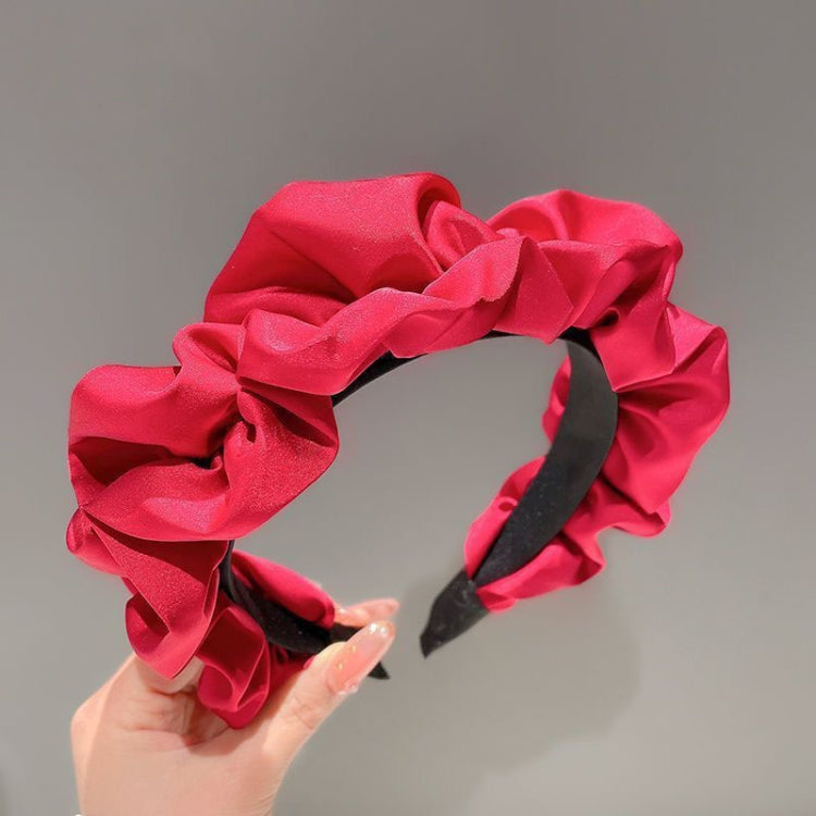 Elegant Wide-Brimmed Pleated Hoops Satin Fabric Versatile Headband