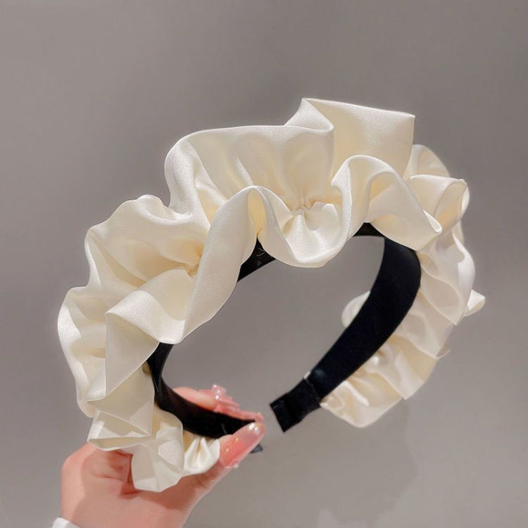 Elegant Wide-Brimmed Pleated Hoops Satin Fabric Versatile Headband