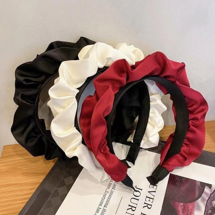 Elegant Wide-Brimmed Pleated Hoops Satin Fabric Versatile Headband