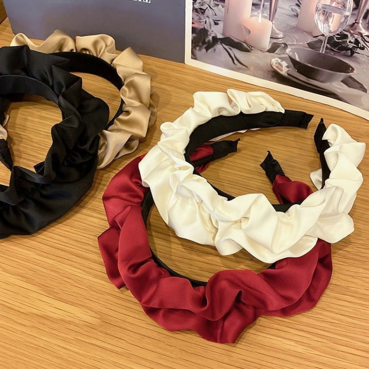 Elegant Wide-Brimmed Pleated Hoops Satin Fabric Versatile Headband