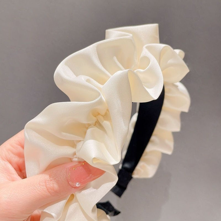 Elegant Wide-Brimmed Pleated Hoops Satin Fabric Versatile Headband