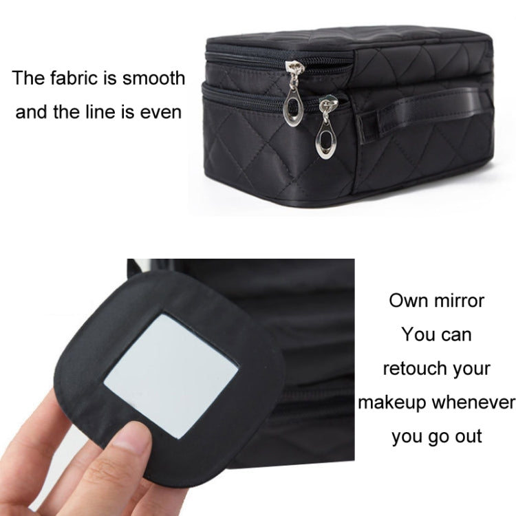 Rhombus Waterproof Cosmetic Bag Toiletries Storage Bag With Mirror