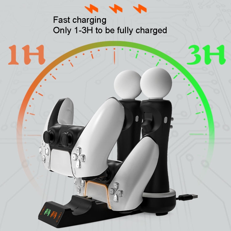 Iplay HBP-301 For PS5 / PS VR MOVE Controller Handle Dual Seat Charger 4 In 1 Charger