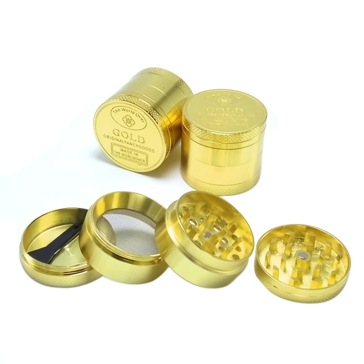 40mm 4 Layers Gold Coin Pattern Zinc Tobacco Grinder