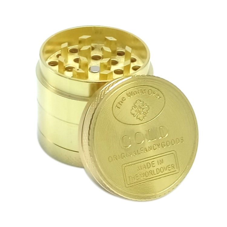 40mm 4 Layers Gold Coin Pattern Zinc Tobacco Grinder