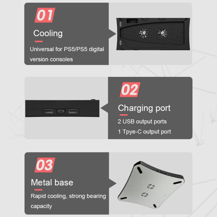 iplay HBP-270 For Sony PS5 Multifunctional Host Heat Dissipation Charging Base with Storage Rack