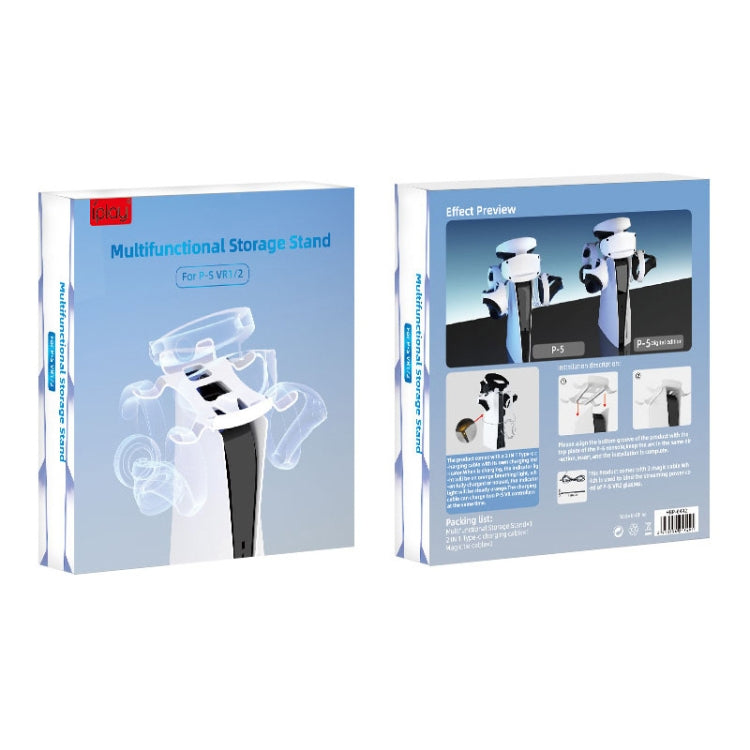 iplay for PS5/PSVR2 Headphone Storage Bracket Charging Cable with Indicator Light