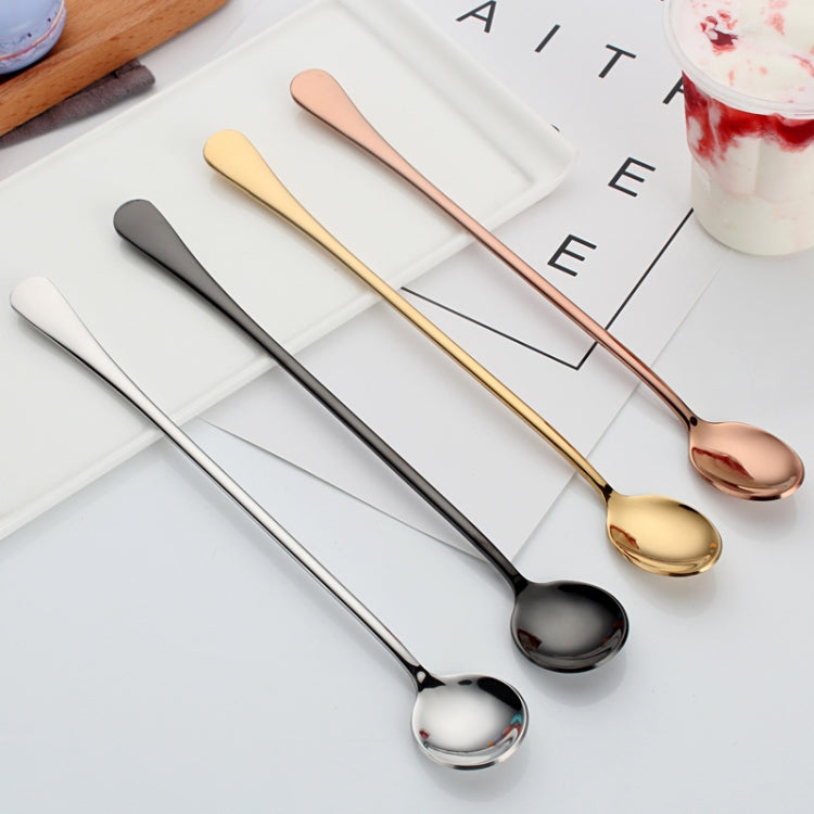 304 Stainless Steel Long Handle Thickened Round Spoon Coffee Ice Drink Mixing Spoon